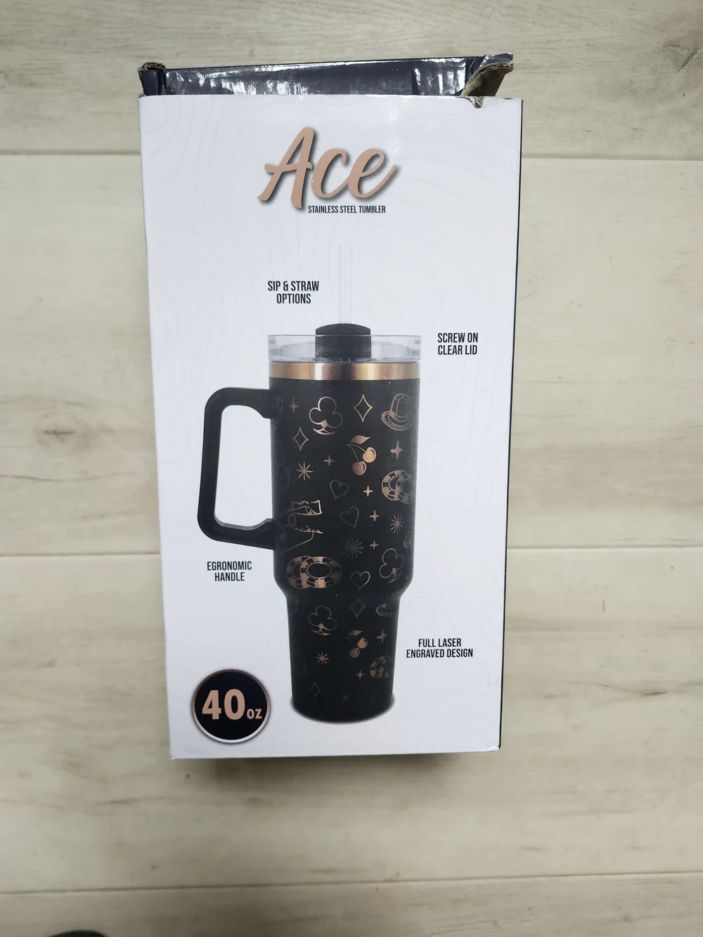 Ace | 40oz Black & Rose Gold Stainless Steel Tumbler